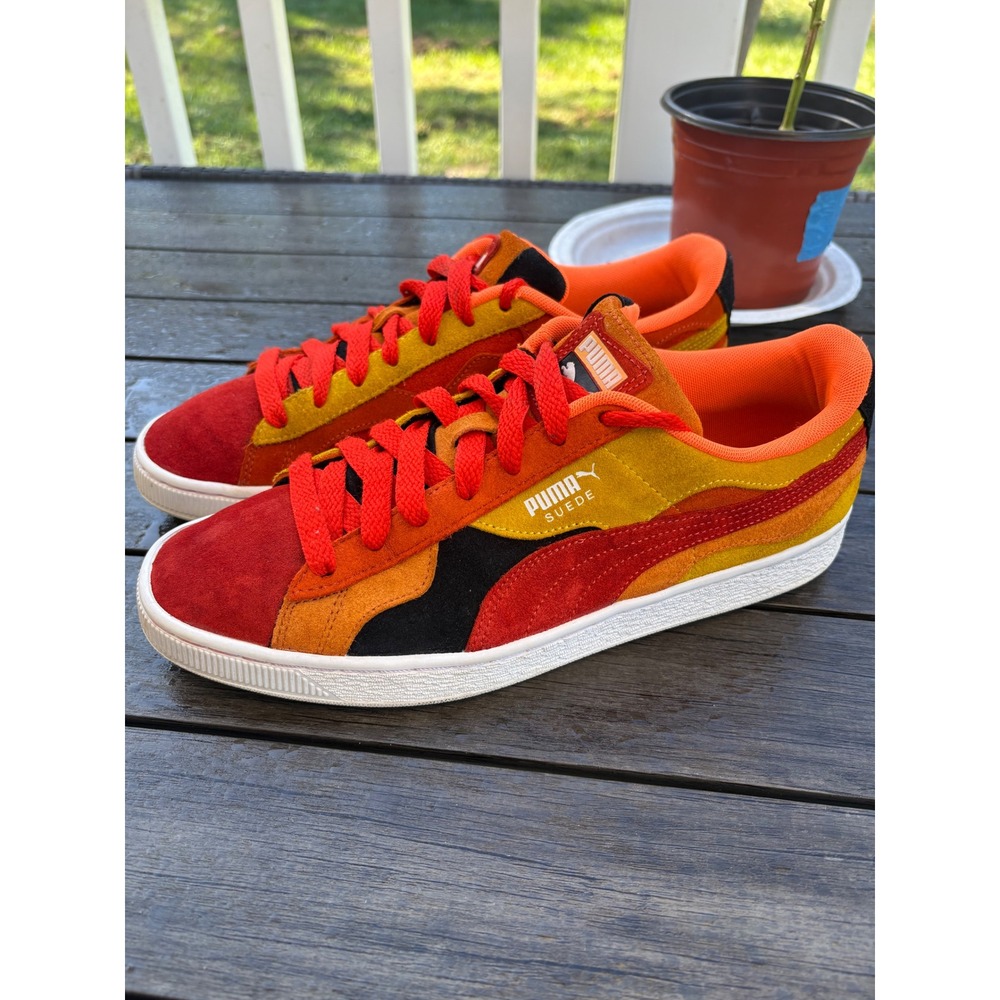 Puma Suede Classic Layered Red Orange Yellow Men Size 11 Sneakers 389277-03